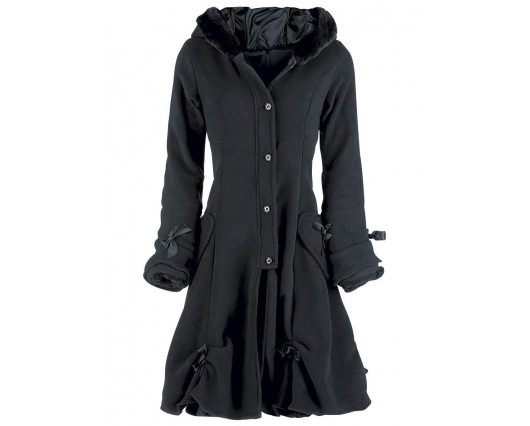 Single-Breasted Plain Pocket Hooded Lace-up Polyester Long Sleeve Bowknot Trench Coats