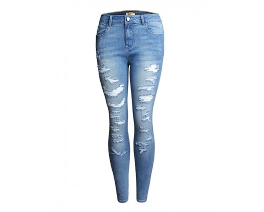 Plain Denim Button Summer Hole Ankle Length Worn Fall Jeans