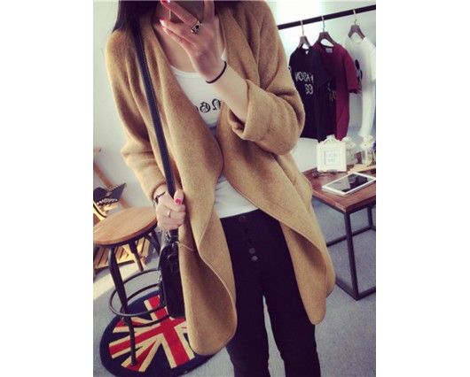 Single Patchwork Regular Plain Mid-Length Long Sleeve Fall Cardigan Knitwear