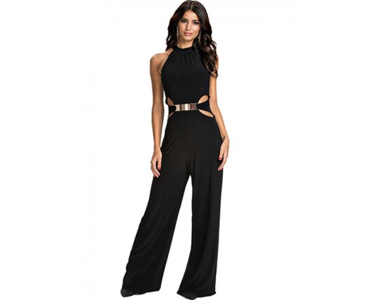 Full Length Lace-up Summer Plain Wide Legs High-Waist Thin Casual Jumpsuits