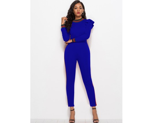 Ankle Length Mid-Waist Polyester Pencil Pants Summer Thin Skinny Jumpsuits