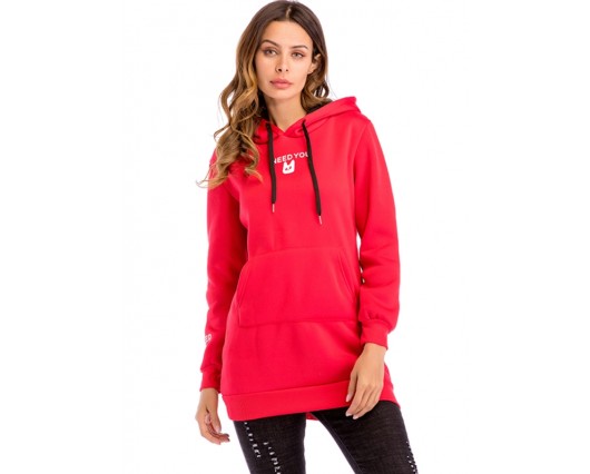 Pullover Hooded Single Casual Regular Letter Long Sleeve Mid-Length Hoodies