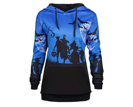 Cartoon Casual Patchwork Print Fall Pullover Mid-Length Winter Hoodies