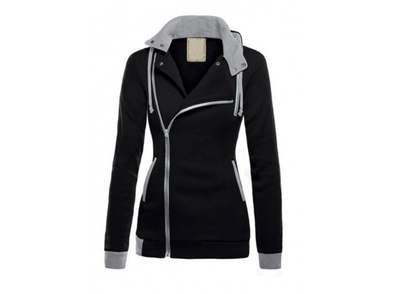 Fall Standard Casual Cardigan Zipper Regular Single Color Block Hoodies