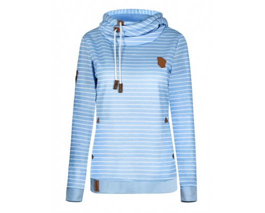 Hooded Regular Mid-Length Long Sleeve Stripe Spring Fall Pullover Hoodies