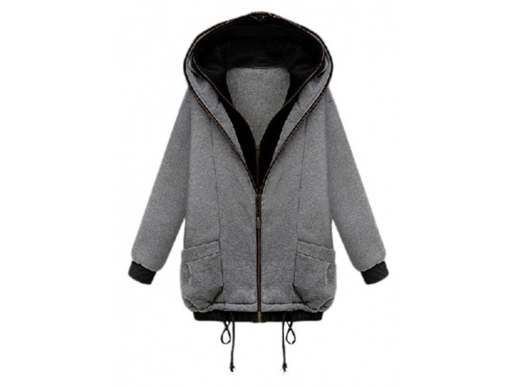 Patchwork Hooded Mid-Length Cardigan Regular Winter Casual Fall Hoodies