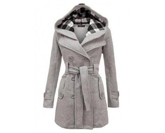 Long Sleeve Office Lady Fall Plain Regular Belt Winter Double-Breasted Coat